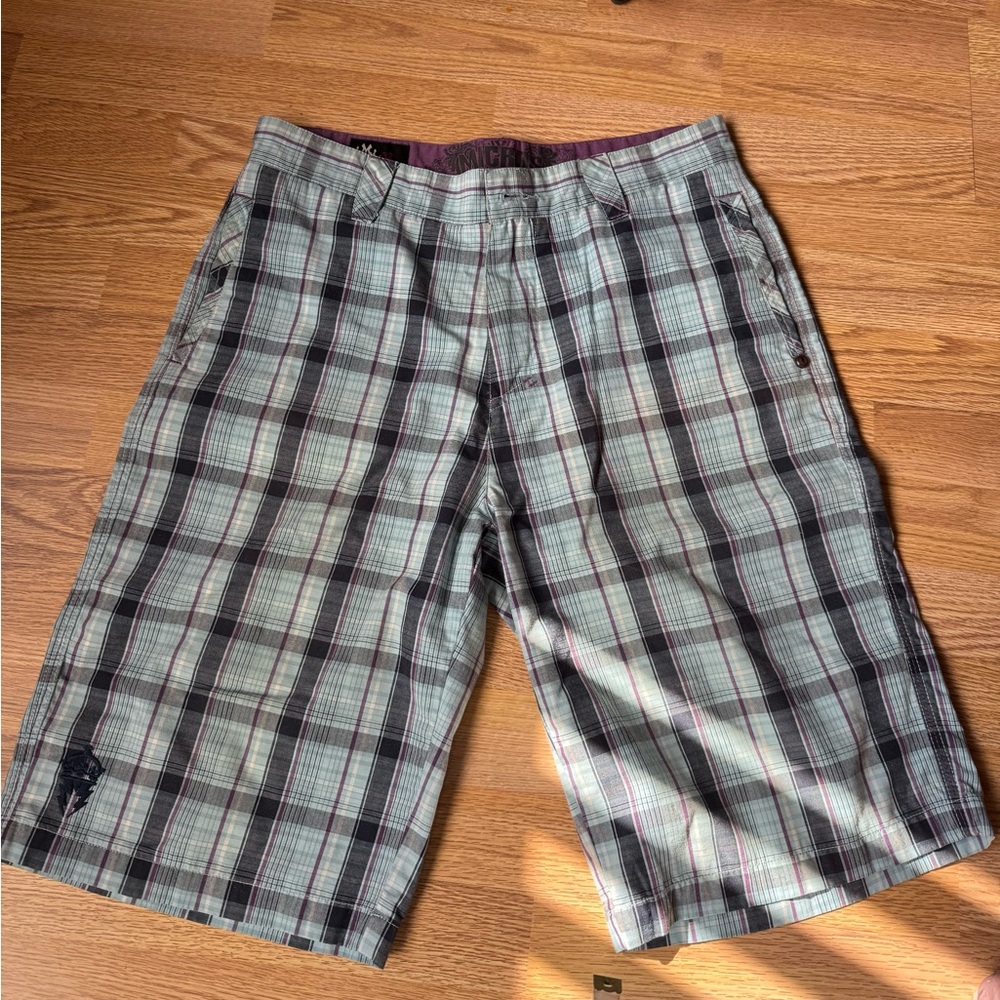 Men’s light blue plaid shorts - micros 32